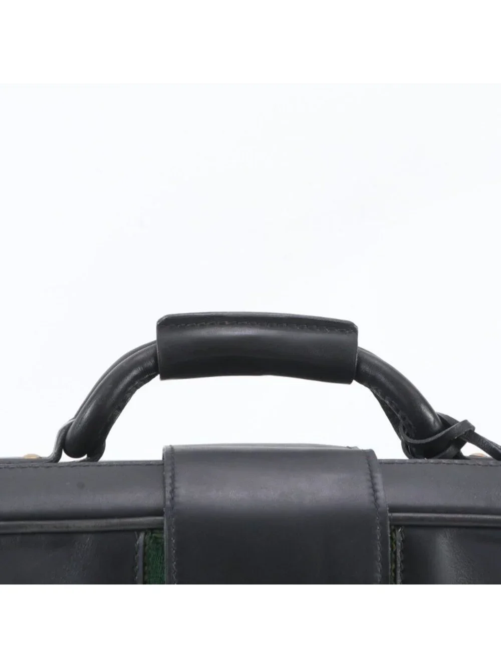 Gucci Vintage Sherry Line Leather Boston Bag Tote Carry Black
